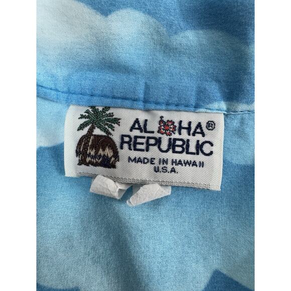 Aloha Republic Mens Military Plane Hawaiian Shirt L Ships Navy Tropical Vacation - Picture 2 of 10